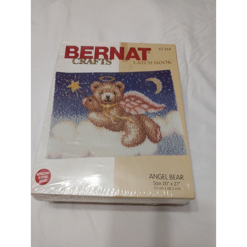 Angel Bear Latch Hook Rug Kit Bernat Crafts KT 264, 20" X 27" 100% Acrylic